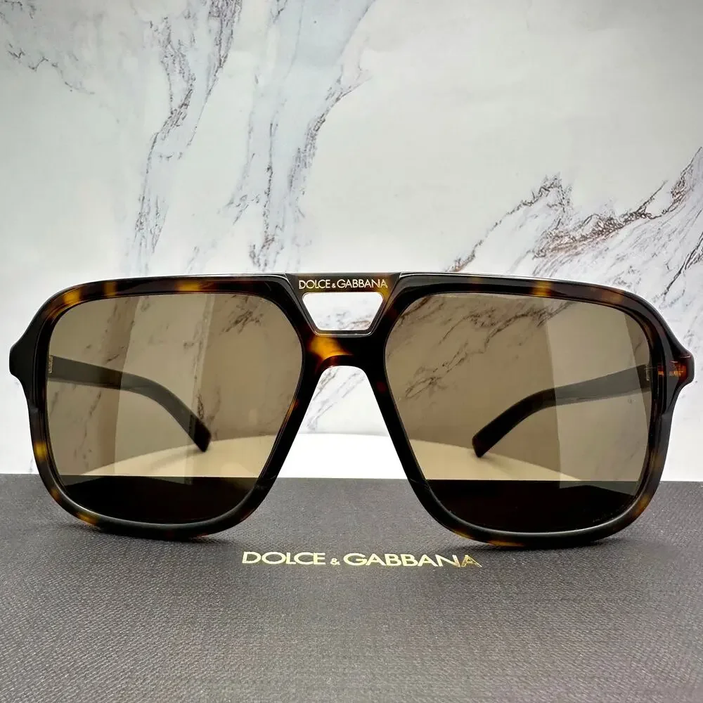 New Dolce & Gabbana Sunglasses Brown Aviator Pilot Gold